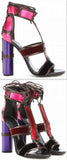 Patchwork Metallic Leather Cage Sandals - DESIGNER INSPIRED FASHIONS