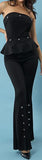Embellished Peplum Strapless Top & Pant Set