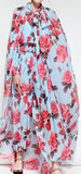 Floral Rose Printed Cape & Jumpsuit