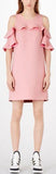 Cold-Shoulder Ruffle Dress in Pink