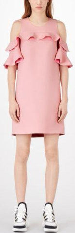 Cold-Shoulder Ruffle Dress in Pink