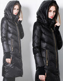 Hooded Paneled Puffer Coat in Black