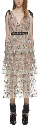 Star Mesh Midi Dress