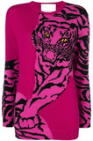 Tiger Intarsia Sweater, Deep Rose
