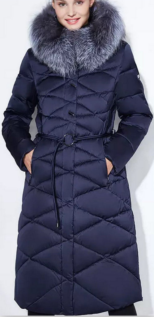 Hooded Zig Zag Stitch Puffer Down Coat in Red