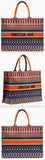 Book Tote Bag in Multi-Coloured Embroidered Canvas