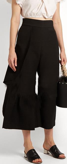 Revel Ruffle-Trimmed Cotton-Blend Trousers, Black