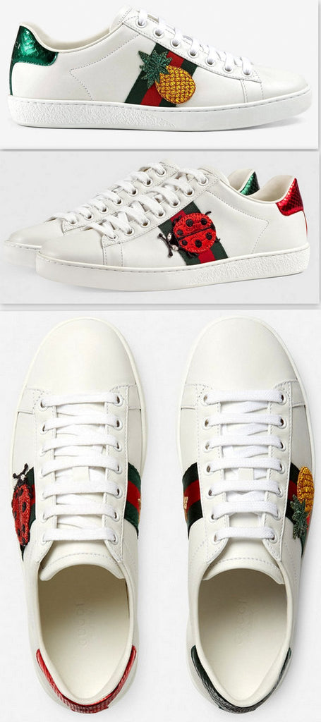 Ace Embroidered Low Top Sneaker - Pineapple & Ladybug - DESIGNER INSPIRED FASHIONS