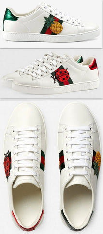 Ace Embroidered Low Top Sneaker - Pineapple & Ladybug - DESIGNER INSPIRED FASHIONS