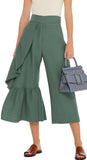 Revel Ruffle-Trimmed Cotton-Blend Trousers, Green