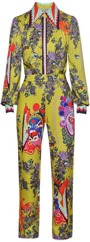 Printed Shirt and Trouser Set in Yellow