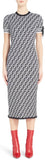 Logo Print Knit Dress, Black and White