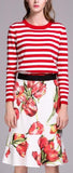 Striped Knit Sweater & Tulip Printed Skirt - DESIGNER INSPIRED FASHIONS