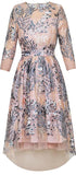Hi-Low Floral-Embroidered Tulle Dress