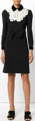 Black with White Lace-Contrasting Dress