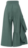 Revel Ruffle-Trimmed Cotton-Blend Trousers, Green