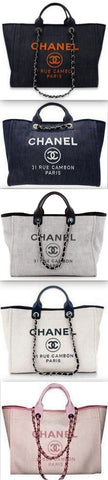 Canvas & Leather Large Deauville Shopping Tote Bag - 38 cm - (Various colors to choose from)