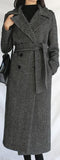 Belted Long Double-Breasted Wool-Cashmere Coat
