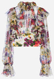 Ruffle Printed Blouse in Silk