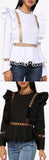Ruffle Cut-Out Blouse - White or Black