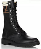 Leather Knit Combat Boots