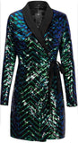 Sequin-Embellished Wrap Dress