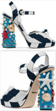 Embellished Striped Canvas Sandals
