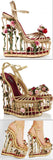 Rose-Embellished Caged Sandals - DESIGNER INSPIRED FASHIONS