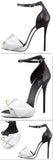 Safety Pin Leather Sandals in Black & White - DESIGNER INSPIRED FASHIONS
