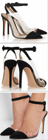 Black Suede and PVC Pumps - DESIGNER INSPIRED FASHIONS
