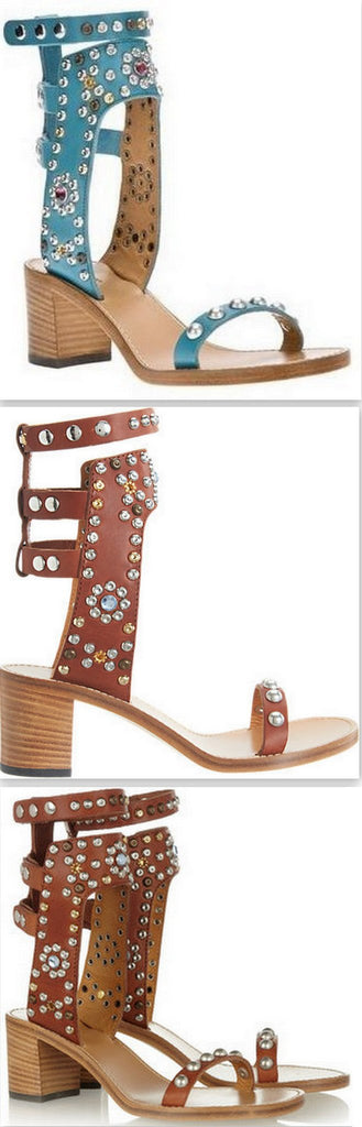 'Carol' Studded Sandals in Blue or Brown - DESIGNER INSPIRED FASHIONS