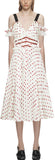 Cold-Shoulder Satin Polka Dot Dress