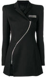 Black Curved-Zip Blazer