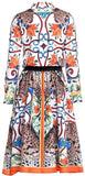 Majolica & Leopard Print Shirt & Knee-Length Skirt Set