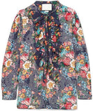 Josephine Embellished Floral Print Silk Chiffon Shirt