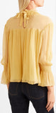 Shirred Silk-Georgette Blouse - Yellow, Pink/Nude, Black, White