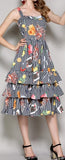 Printed Gingham Tiered Dress