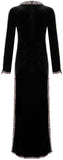 Embellished Long Black Velvet Gown