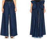 Large Bow Wide-Leg Denim Pants - DESIGNER INSPIRED FASHIONS