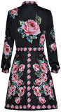 Roses Printed Long-Sleeve Dress
