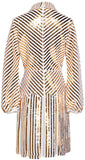 Gold and White Sequin-Stripe Mini Dress