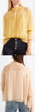 Shirred Silk-Georgette Blouse - Yellow, Pink/Nude, Black, White