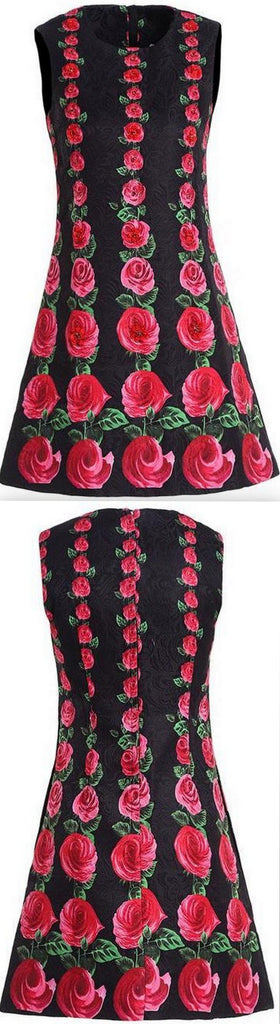 Roses Printed Mini Shift Dress