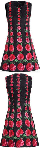 Roses Printed Mini Shift Dress
