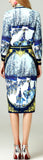 Printed Long-Sleeve Blouse and Skirt Set