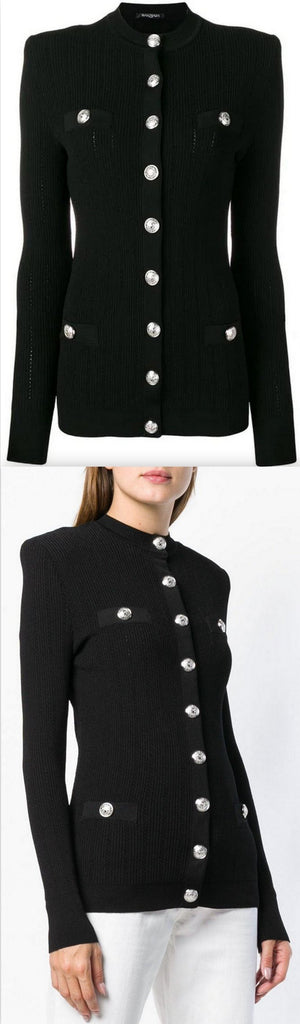Button-Detail Cardigan, Black | DESIGNER INSPIRED FASHIONS