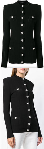 Button-Detail Cardigan, Black | DESIGNER INSPIRED FASHIONS