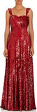 Red Sequin-Embellished Sleeveless Gown