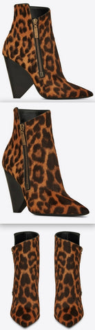 Niki Wedge Bootie in Leopard Printed Pony Effect Leather