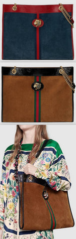 Large Tote with Tiger Head - Blue or Brown